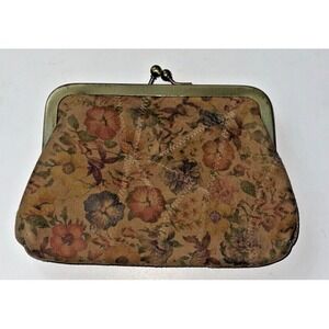 David Jeffrey Vintage Floral Kisslock Mini Bag Coin Purse Bronze Crossbody